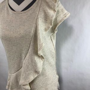 Anthro DREW Ruffle Sweatshirt Tee S
